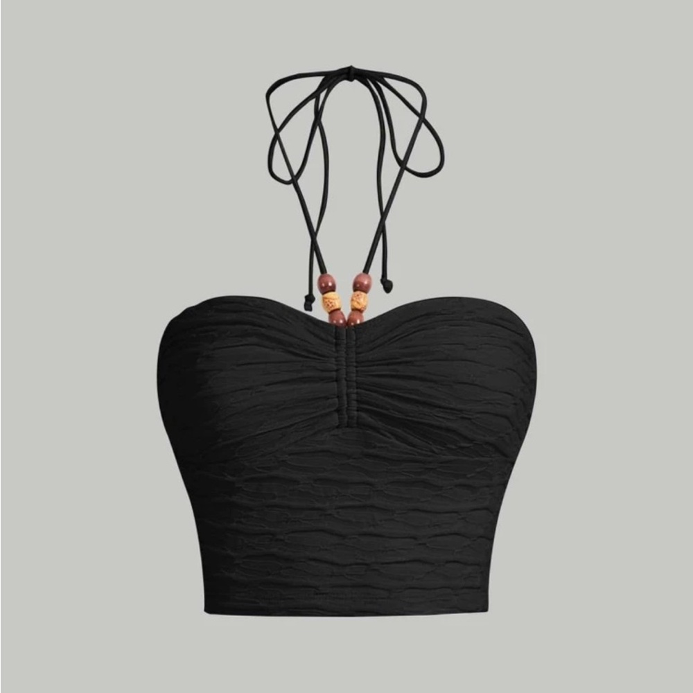 Beachy black beaded top